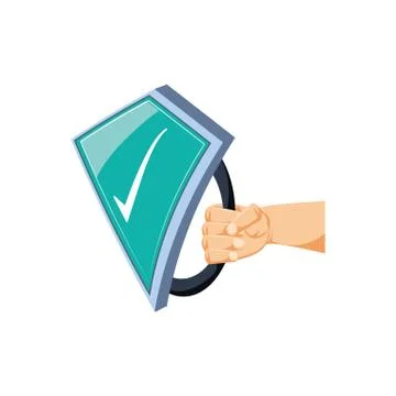 Hand with shield secure isolated icon Stock Illustration