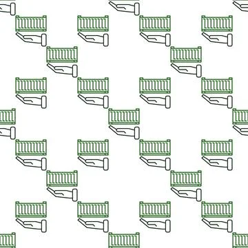 Hand with Shipping Container seamless pattern vector background Stock Illustration