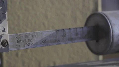 Hand shot of rusty old scale, close up Video stock 164042863