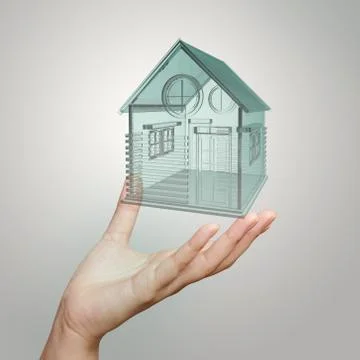 Hand show 3d house model as concept Stock Illustration