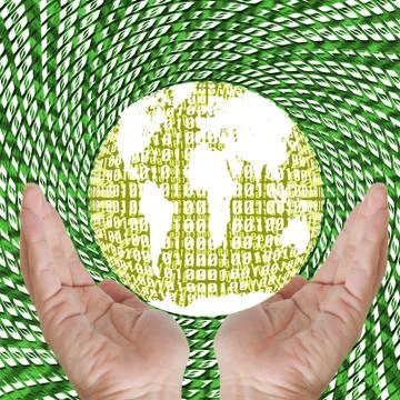 Hand show binary earth. 스톡 일러스트