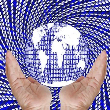 Hand show binary earth. Stock Illustration