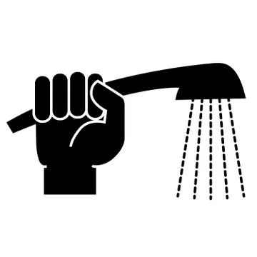 Hand with a shower. Icon Stock Illustration