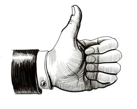 Hand showing big thumb Illustrazione stock