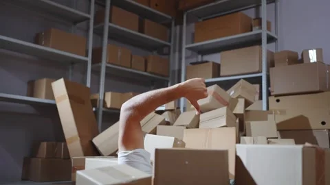 Hand showing the finger down gesture,problems with the logistics of the Stock-Footage 288181711