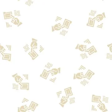 Hand showing on folder glyph seamless pattern Stock Illustration