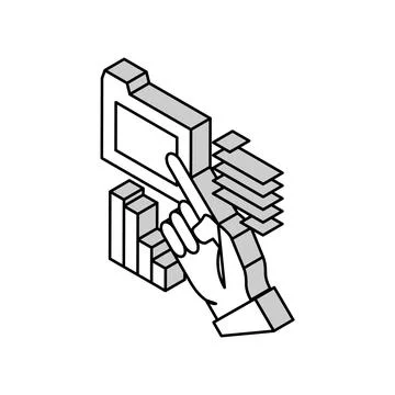 Hand showing on folder isometric icon vector illustration Stock Illustration