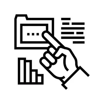Hand showing on folder line icon vector illustration Stock Illustration