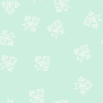 Hand showing on folder line seamless pattern Stock Illustration