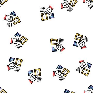 Hand showing on folder vector seamless pattern Stock Illustration