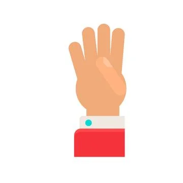 Hand showing four fingers count gesture flat vector icon illustration Stock Illustration