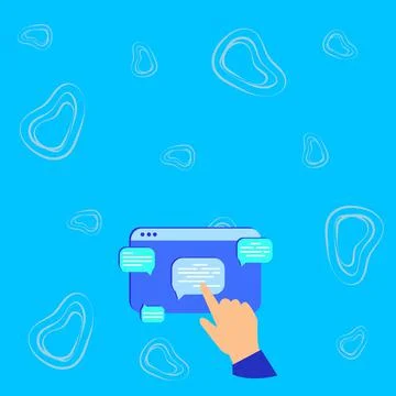 Hand Showing Graph Growth Pointing Web Browser Screen With Chat Bubbles イラスト素材