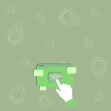 Hand Showing Graph Growth Pointing Web Browser Screen With Chat Bubbles イラスト素材
