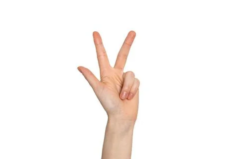 Hand showing number three counting gesture isolated Stock Photos