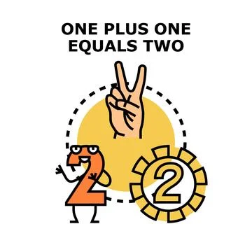 Hand showing number two for math equation Stock Illustration