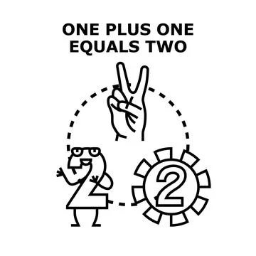 Hand showing number two for math equation 스톡 일러스트