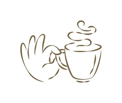 A Hand Showing An OK Gesture Next To A Cup Of Coffee Vector Illustration イラスト素材