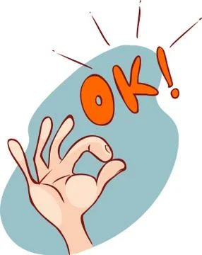 Hand showing OK. Painted vector hand. All perfectly. Stock Illustration