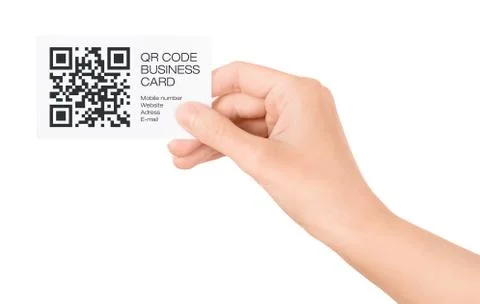 Hand showing qr code business card Stock Photos
