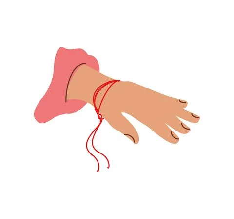Hand showing red string Stock Illustration