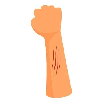 Hand showing self harm scars with a clenched fist Illustrazione stock