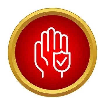 Hand showing shield with checkmark protection icon Stock Illustration