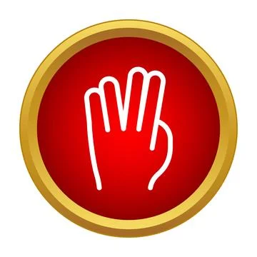 Hand showing three fingers counting gesture icon Stock Illustration