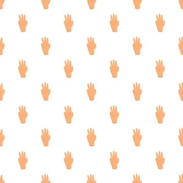 Hand showing three fingers counting seamless pattern Stock Illustration