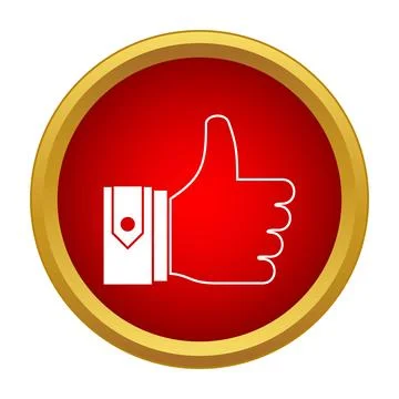 Hand showing thumbs up gesture in red button Stock Illustration