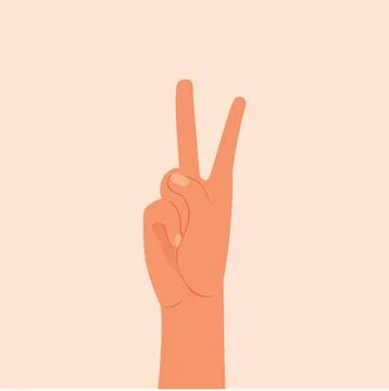 Hand showing two fingers vector illustration. Shows number two or victory sign Stock Illustration