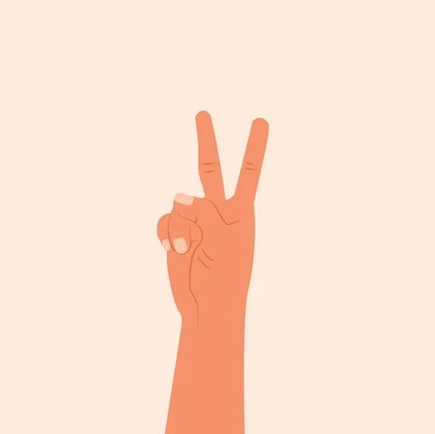 Hand showing two fingers vector illustration. Shows number two or victory sign Stock Illustration
