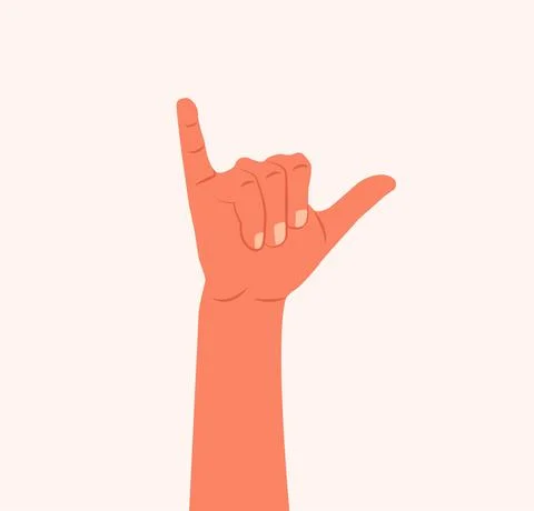 Hand showing two fingers. vector illustration. Shaka gesture or call me sing Stock Illustration