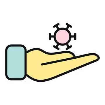 Hand showing virus icon representing health risk Stock Illustration