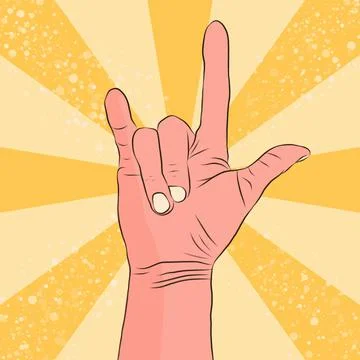 The hand shows cool. A bright poster. Illustrazione stock