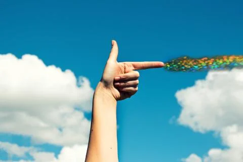 A hand shows the direction Stock Photos