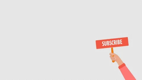 Hand shows red sign with text SUBSCRIBE. Click subscribe button, blogger channel Stock Footage 169482274