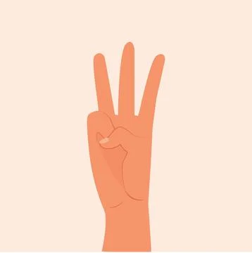 Hand shows three fingers vector illustration. Number three with the fingers Stock Illustration