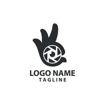 Hand shutter logo design vector Stock Illustration