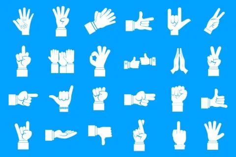 Hand sign icon blue set vector Stock Illustration