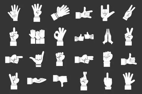 Hand sign icon set grey vector Stock Illustration