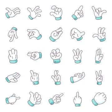 Hand Signals Flat Editable Vectors Stock Illustration