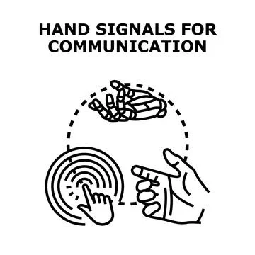 Hand signals for various communication types concept Stock Illustration