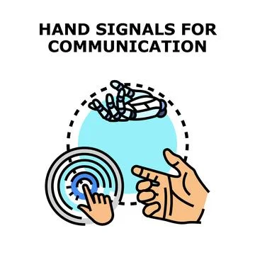 Hand signals for various communication types concept Stock Illustration
