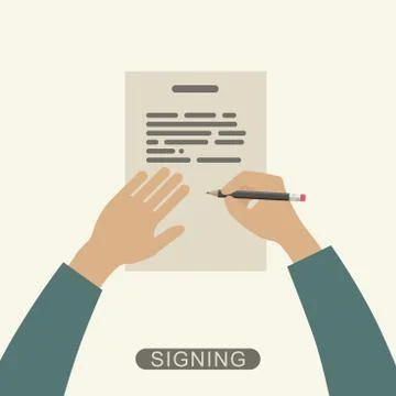 Hand signing contract. Stock Illustration
