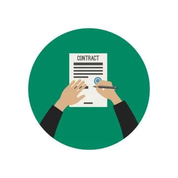 Hand signing contract. Stock Illustration