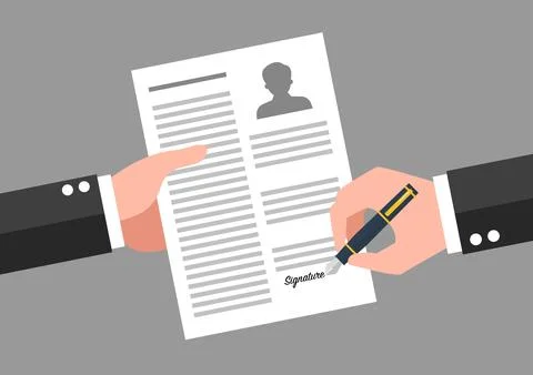 Hand signing a document Stock Illustration