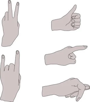 Hand signs on white background Stock Illustration