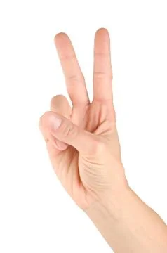 Hand simulating victory sign Stock Photos