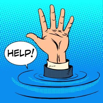 Hand sinking asks for help. Business concept Stock Illustration