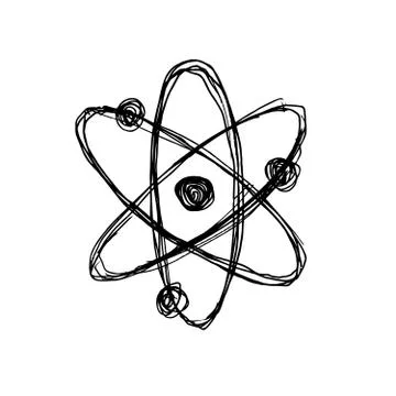 Hand sketch atom Stock Illustration
